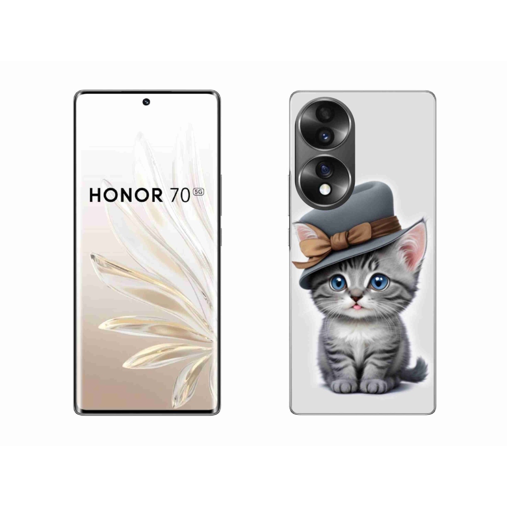Gélový kryt mmCase na Honor 70 - mačiatko s klobúkom