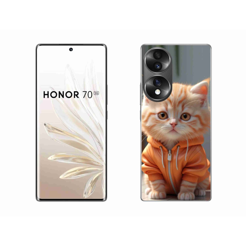 Gélový kryt mmCase na Honor 70 - mačiatko v mikine