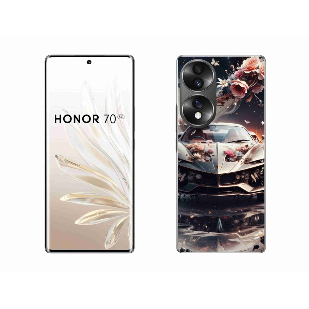 Gélový kryt mmCase na Honor 70 - kvetinový športový automobil