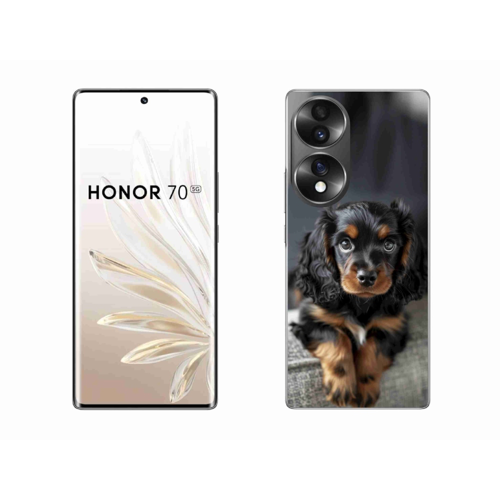 Gélový kryt mmCase na Honor 70 - roztomilý dlhosrstý jazvečík