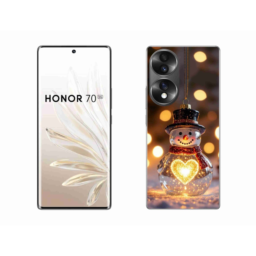Gélový kryt mmCase na Honor 70 - svietiaci vianočný snehuliak