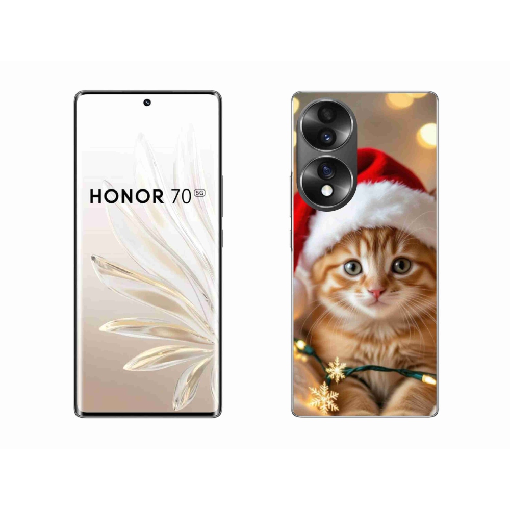 Gélový kryt mmCase na Honor 70 - vianočné mačiatko