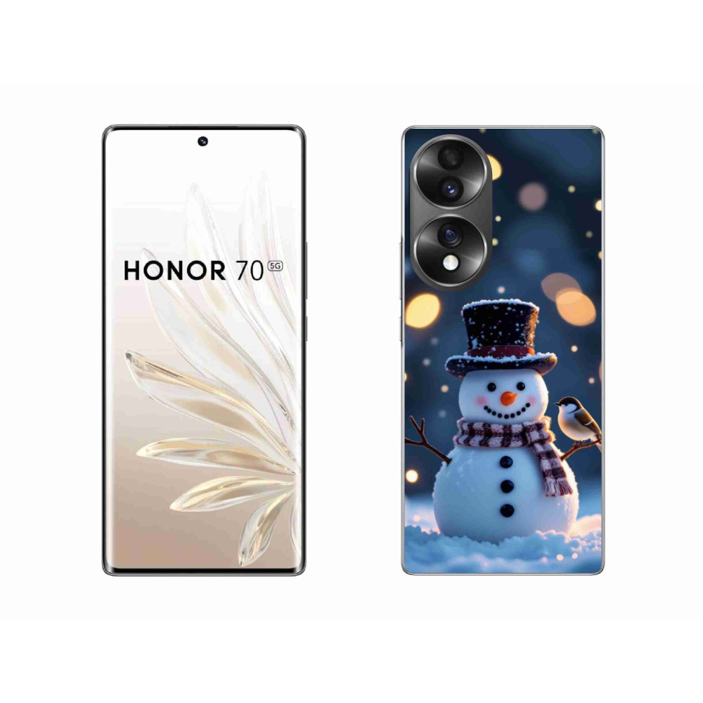 Gélový kryt mmCase na Honor 70 - vianočný snehuliak