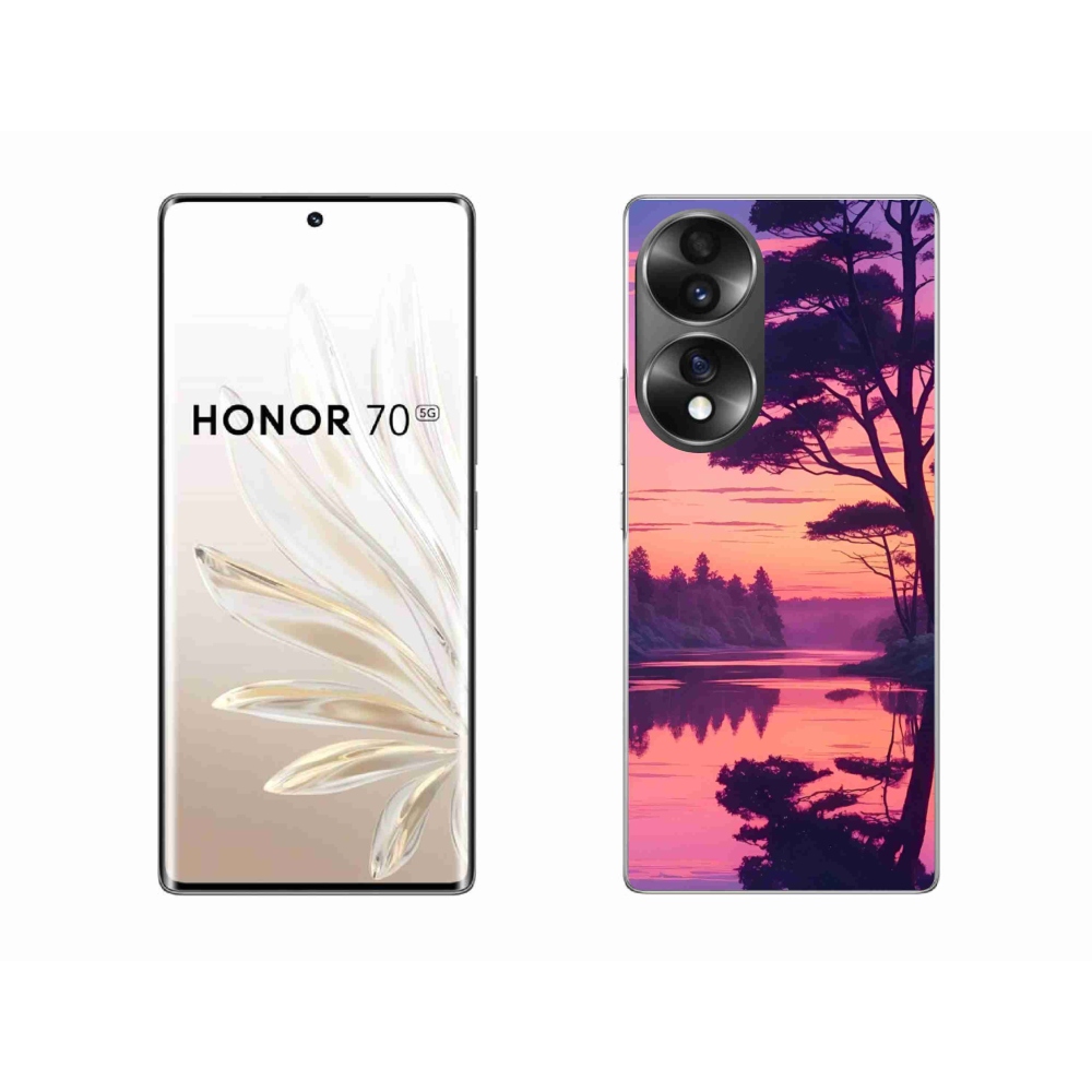 Gélový kryt mmCase na Honor 70 - západ slnka nad jazerom