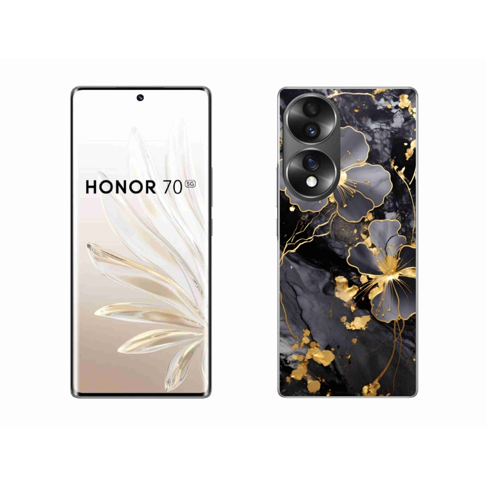Gélový kryt mmCase na Honor 70 - zlaté kvety