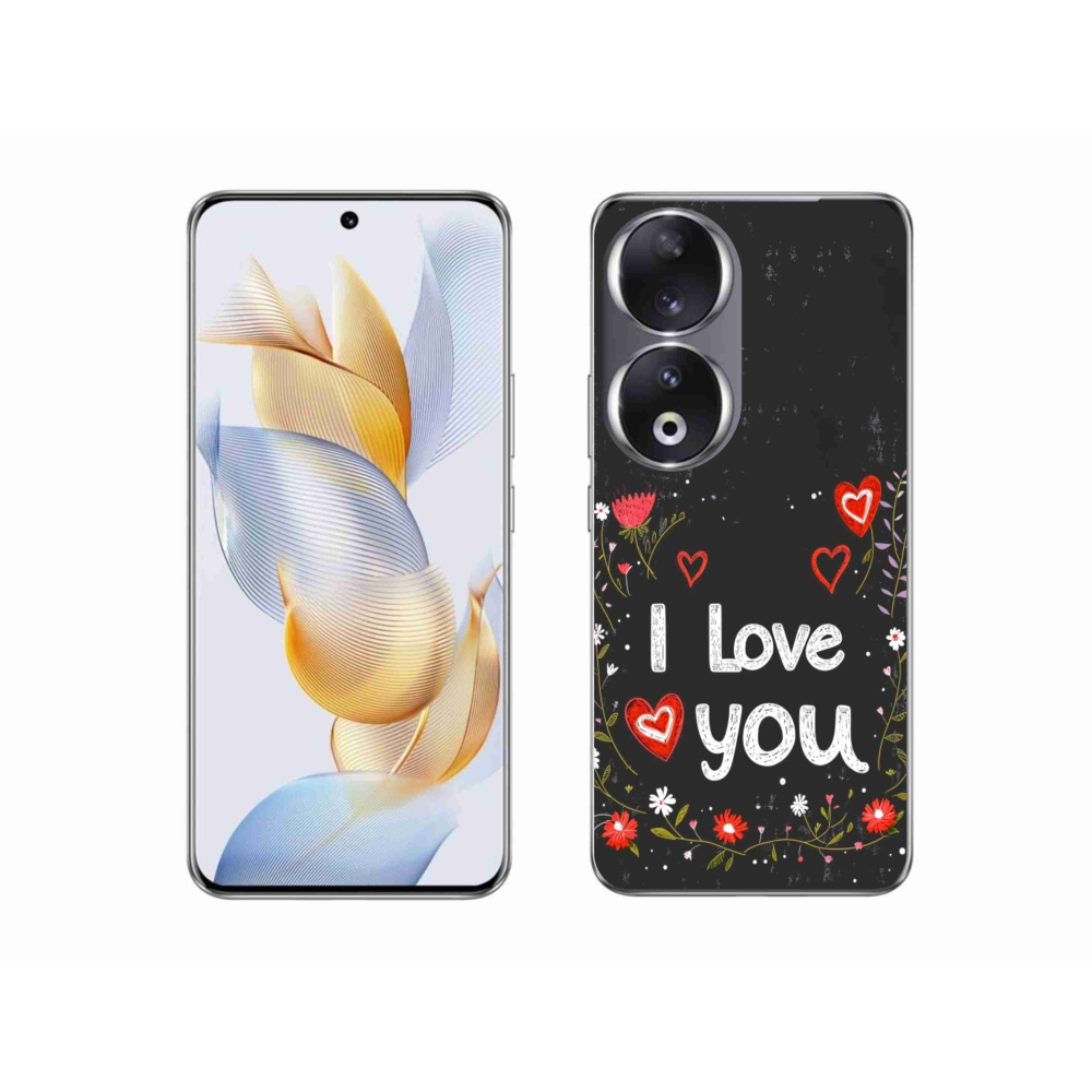 Gélový kryt mmCase na Honor 90 - I love you čierne pozadie