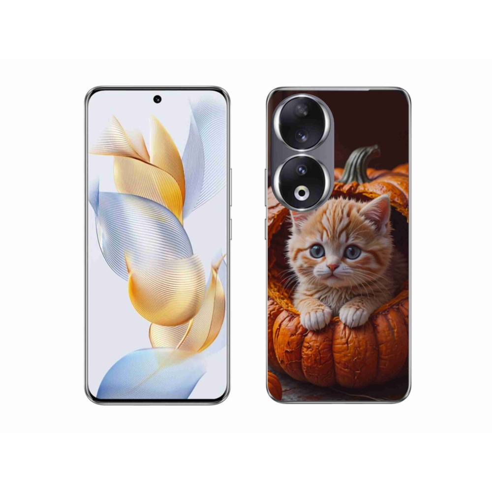 Gélový kryt mmCase na Honor 90 - mačiatko a tekvica 2