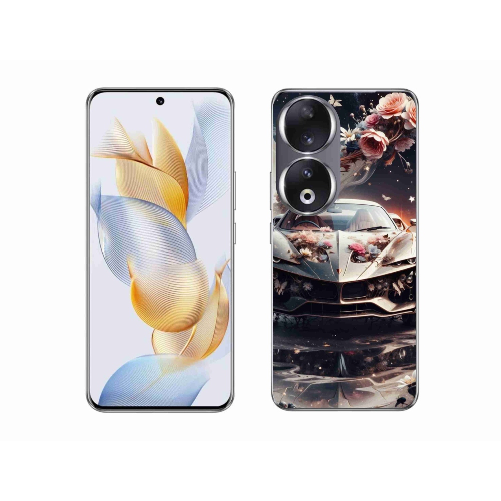 Gélový kryt mmCase na Honor 90 - kvetinový športový automobil