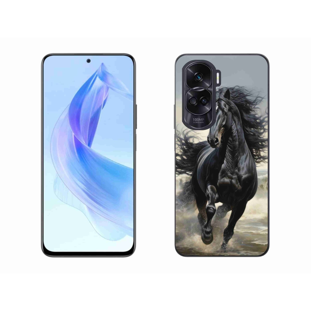Gélový kryt mmCase na Honor 90 Lite - bežiaci čierny kôň
