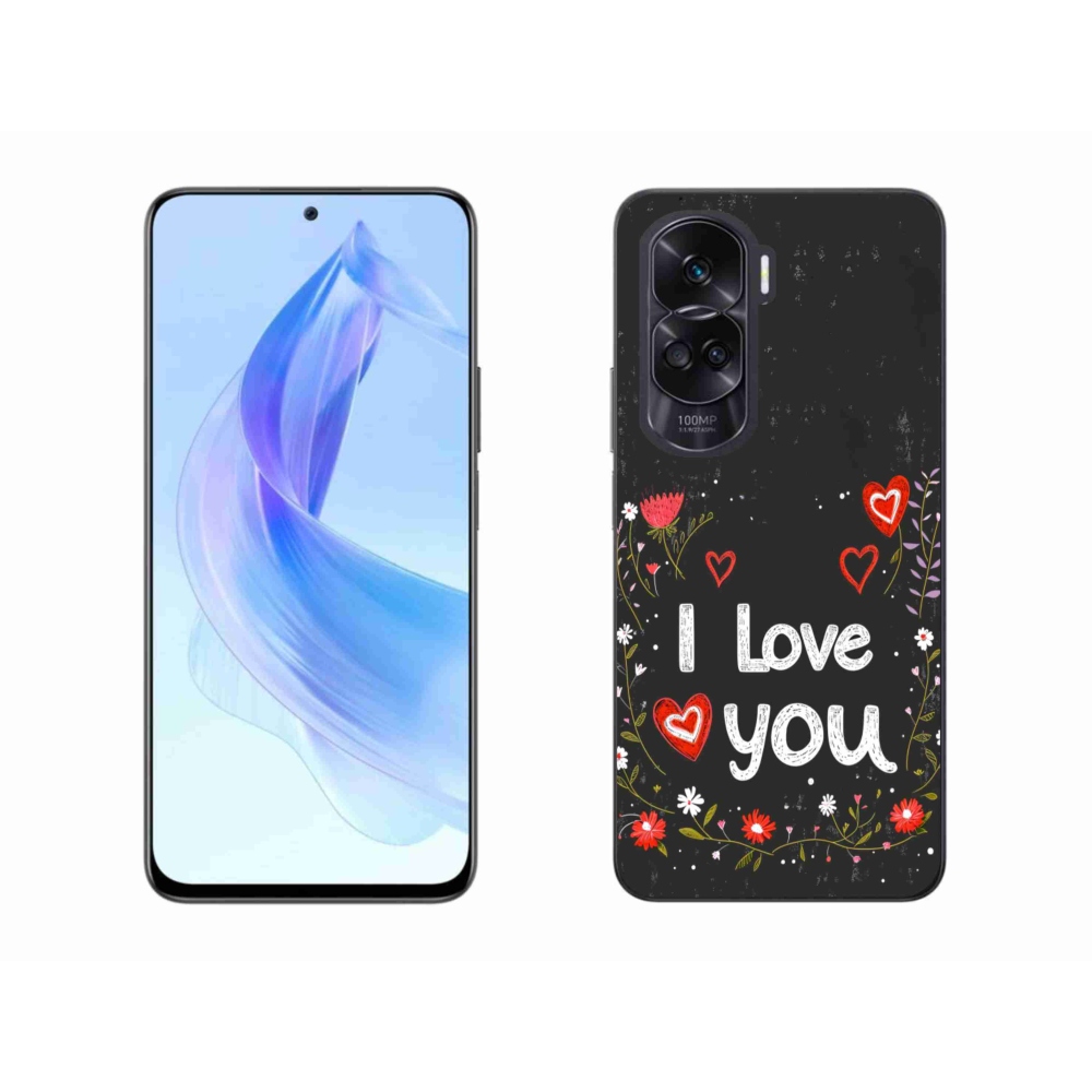 Gélový kryt mmCase na Honor 90 Lite - I love you čierne pozadie