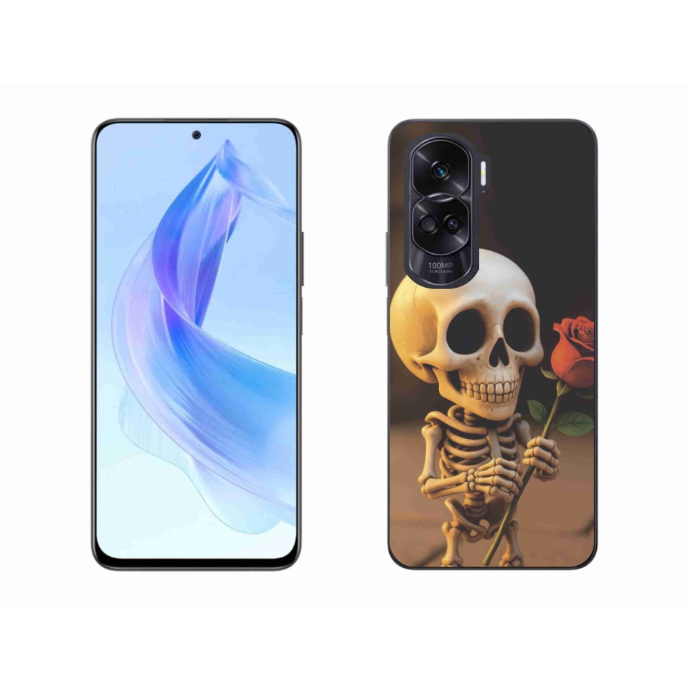 Gélový kryt mmCase na Honor 90 Lite - kostlivec s ružou