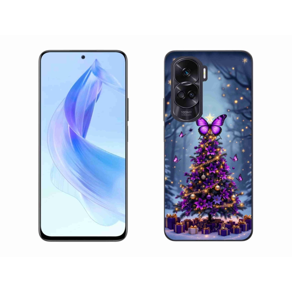 Gélový kryt mmCase na Honor 90 Lite - motýlí vianočný stromček