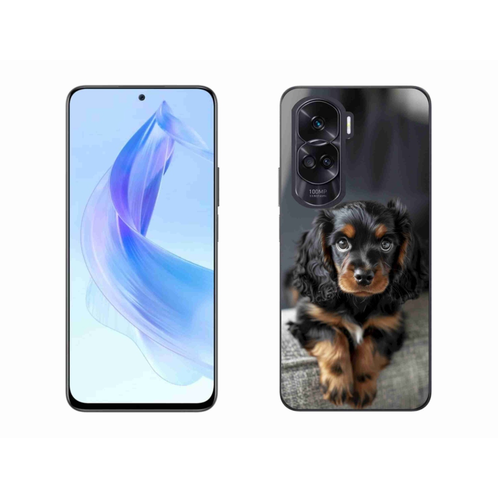 Gélový kryt mmCase na Honor 90 Lite - roztomilý dlhosrstý jazvečík