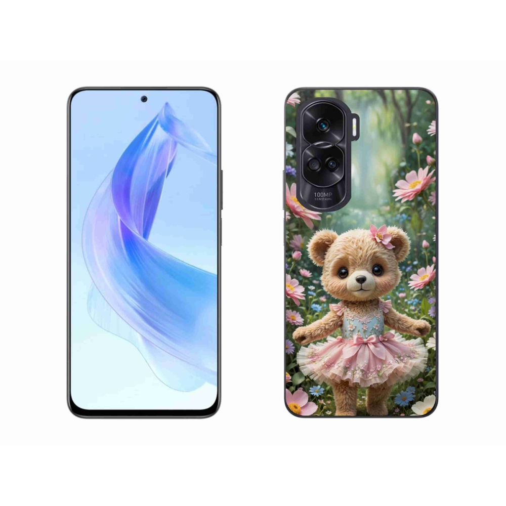 Gélový kryt mmCase na Honor 90 Lite - roztomilý medvedík v kvetoch