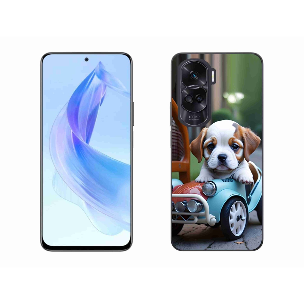 Gélový kryt mmCase na Honor 90 Lite - šteňa v retro aute