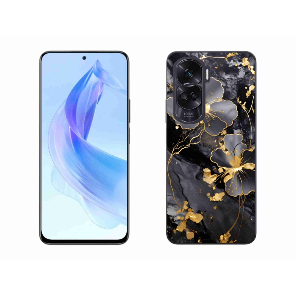 Gélový kryt mmCase na Honor 90 Lite - zlaté kvety