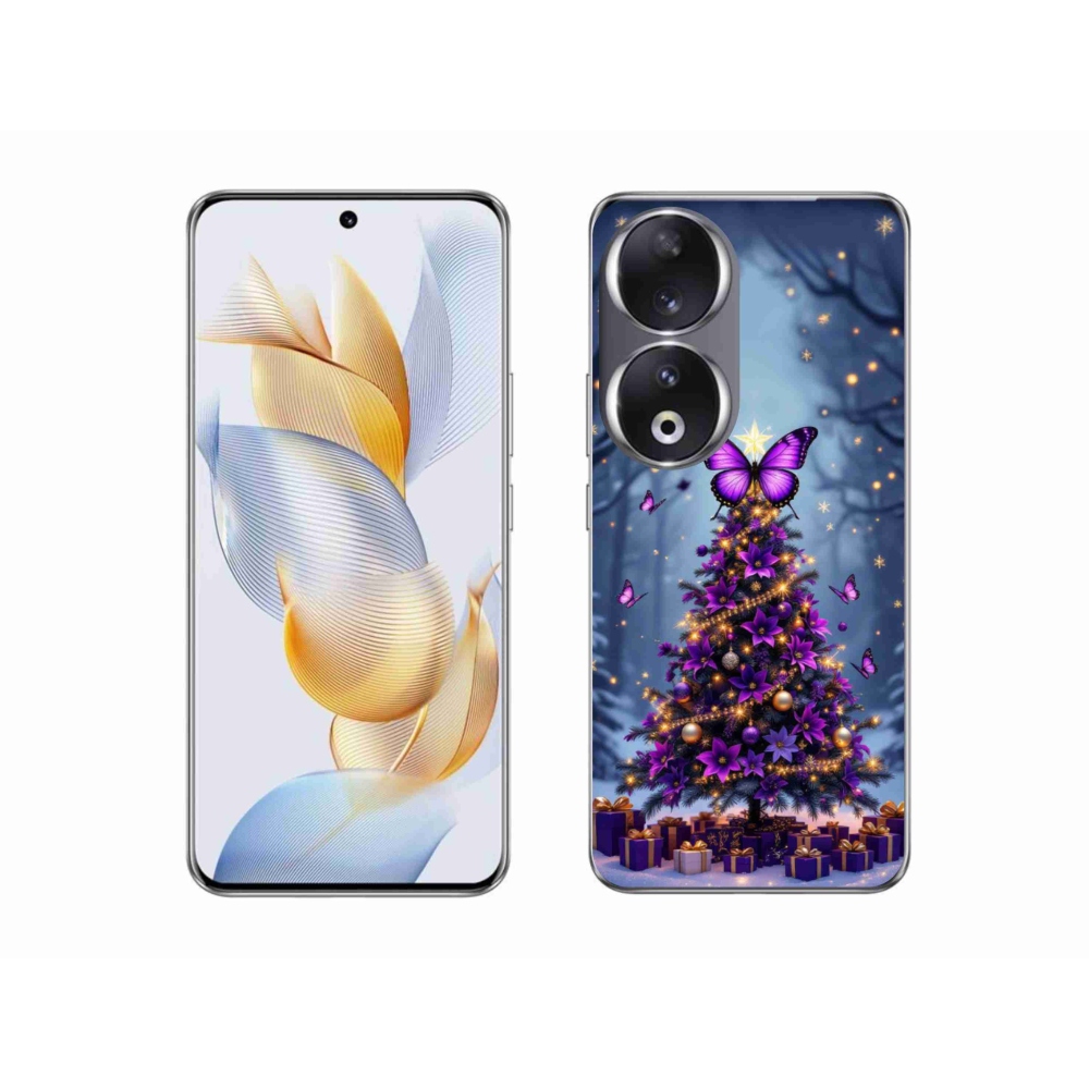 Gélový kryt mmCase na Honor 90 - motýlí vianočný stromček