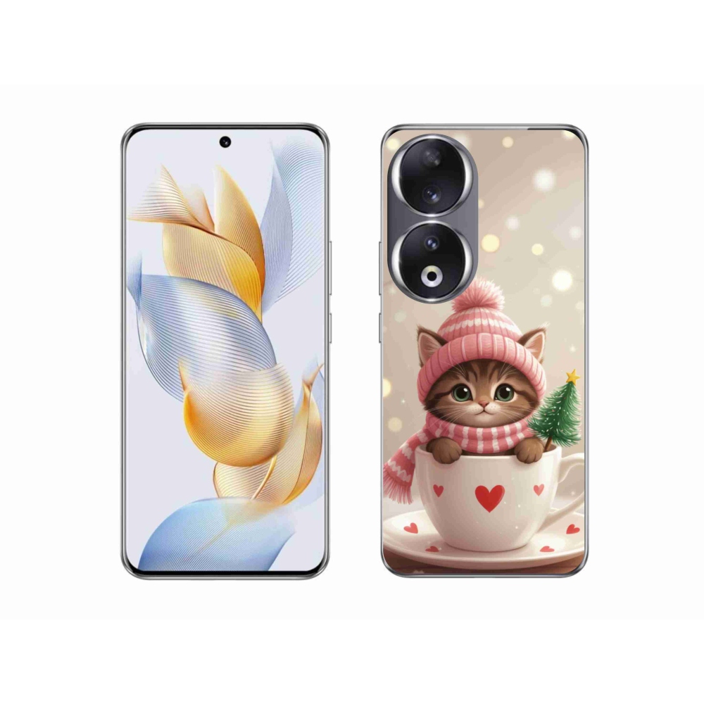 Gélový kryt mmCase na Honor 90 - vianočné mačiatko v hrnčeku