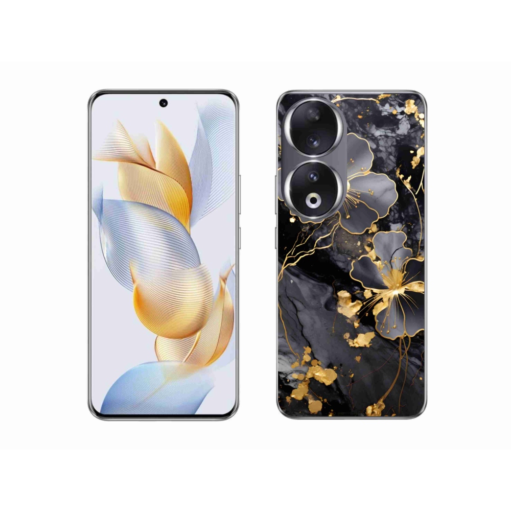 Gélový kryt mmCase na Honor 90 - zlaté kvety