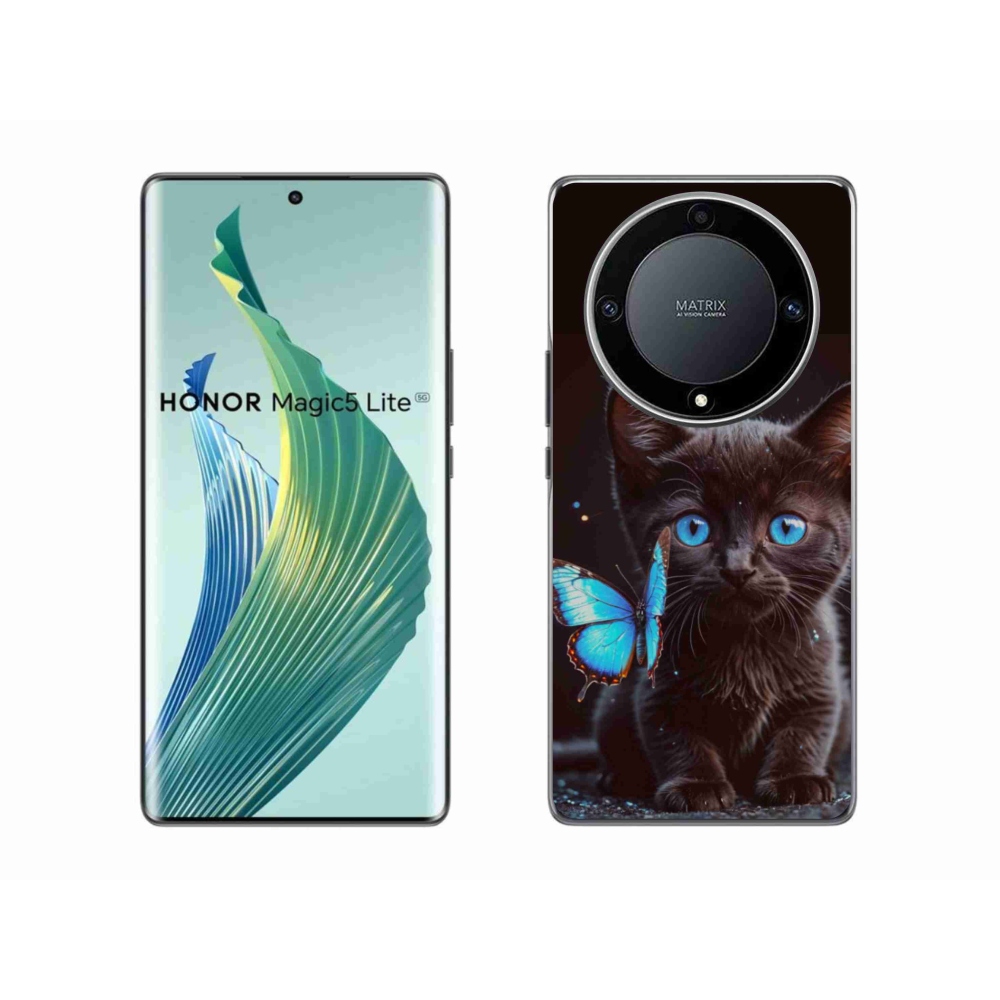Gélový kryt mmCase na Honor Magic 5 Lite 5G - čierne mačiatko 3