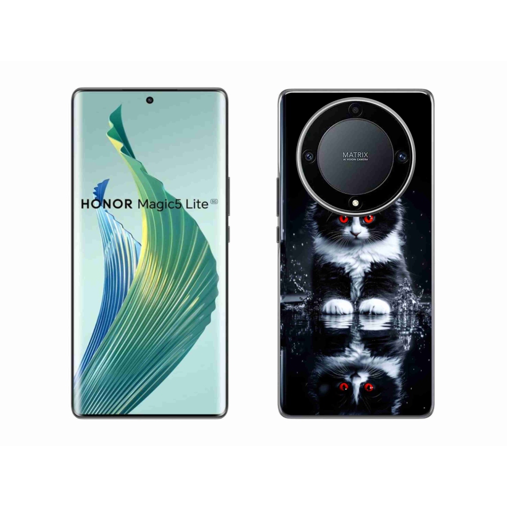 Gélový kryt mmCase na Honor Magic 5 Lite 5G - čiernobiele mačiatko