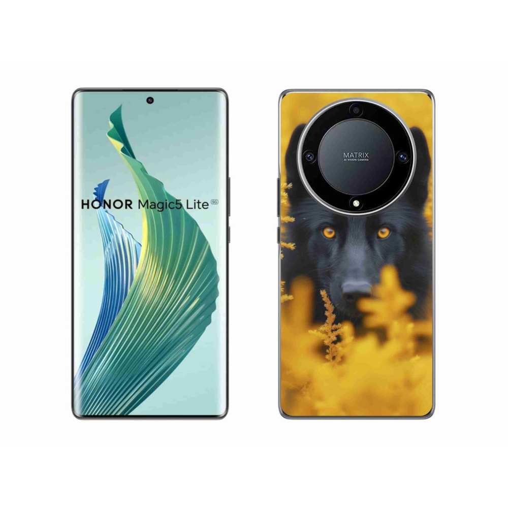 Gélový kryt mmCase na Honor Magic 5 Lite 5G - čierny vlk 2