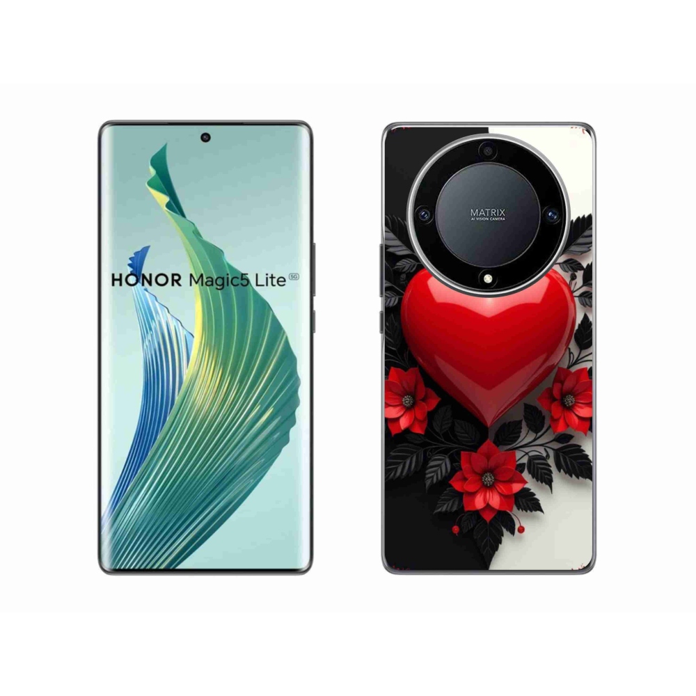 Gélový kryt mmCase na Honor Magic 5 Lite 5G - červené srdce