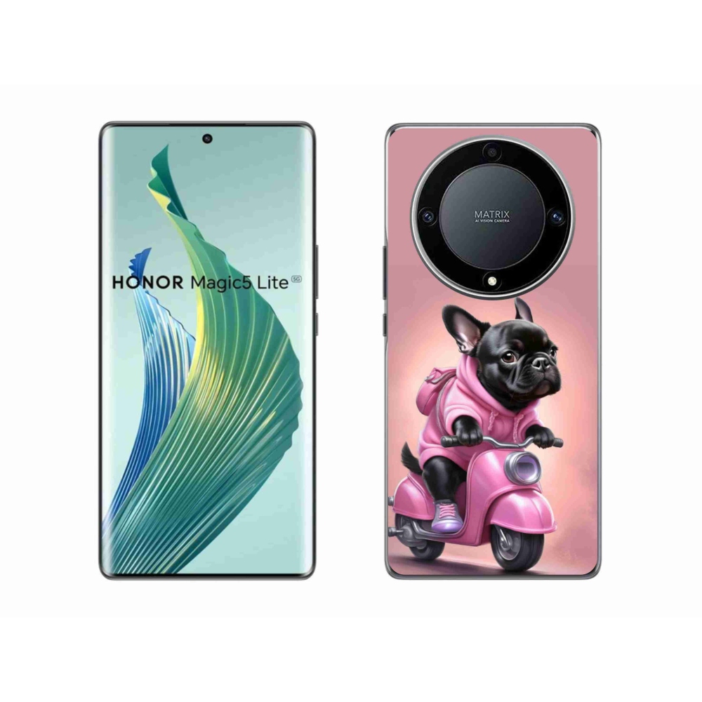 Gélový kryt mmCase na Honor Magic 5 Lite 5G - francúzsky buldoček na skútri