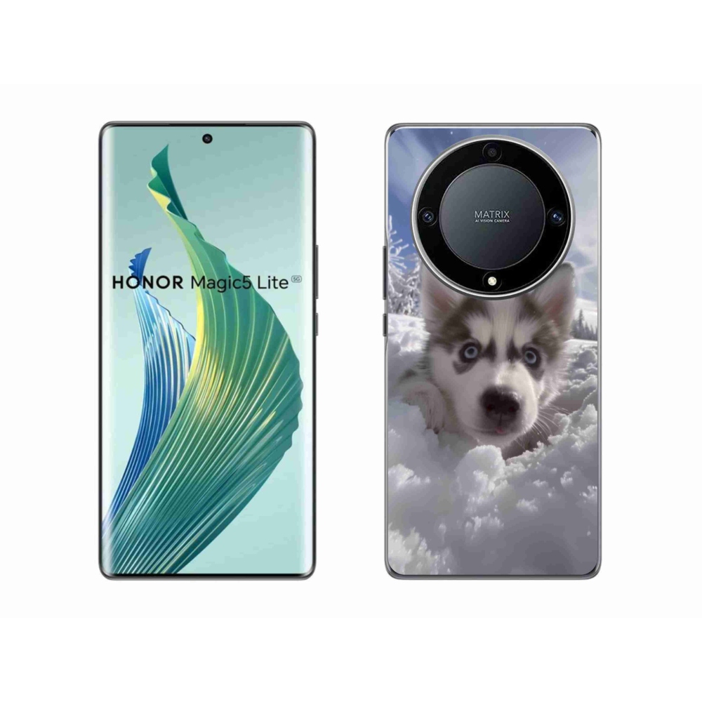 Gélový kryt mmCase na Honor Magic 5 Lite 5G - husky v snehu
