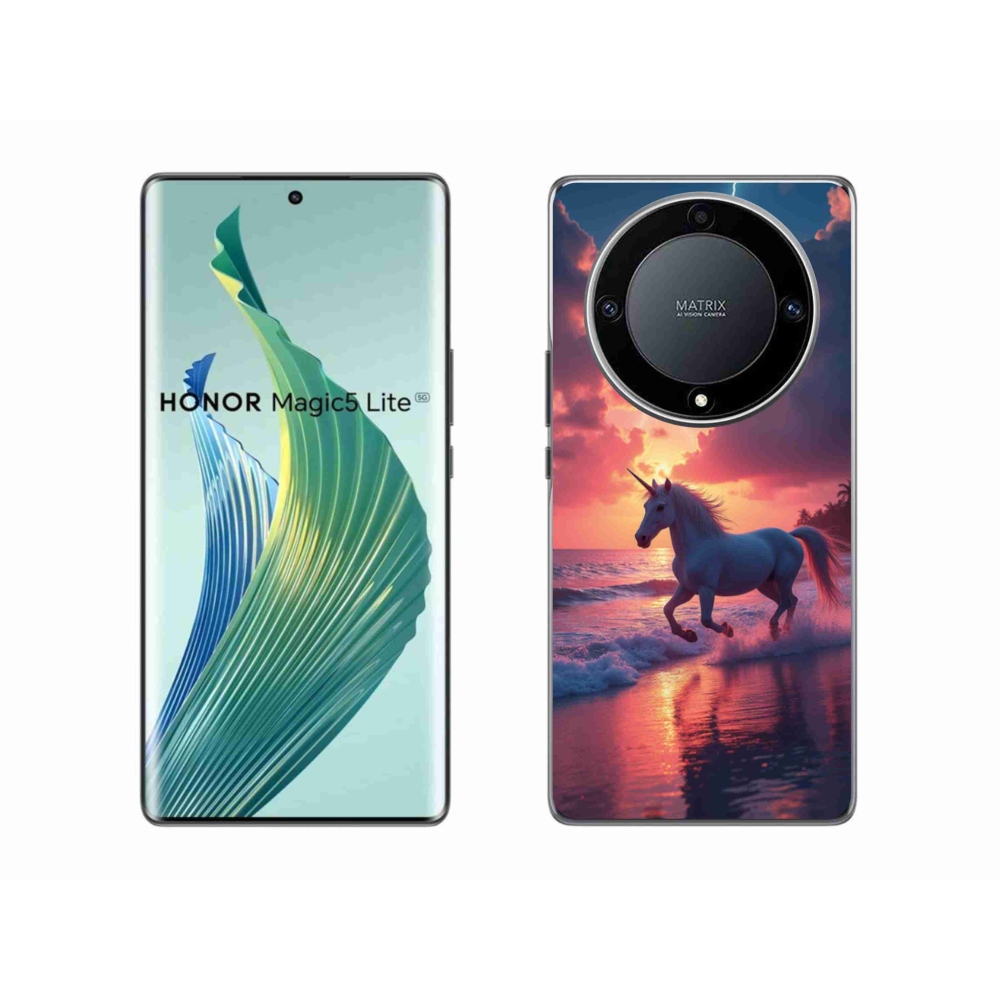 Gélový kryt mmCase na Honor Magic 5 Lite 5G - jednorožec na pláži