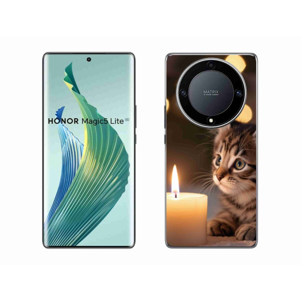 Gélový kryt mmCase na Honor Magic 5 Lite 5G - mačiatko a sviečka