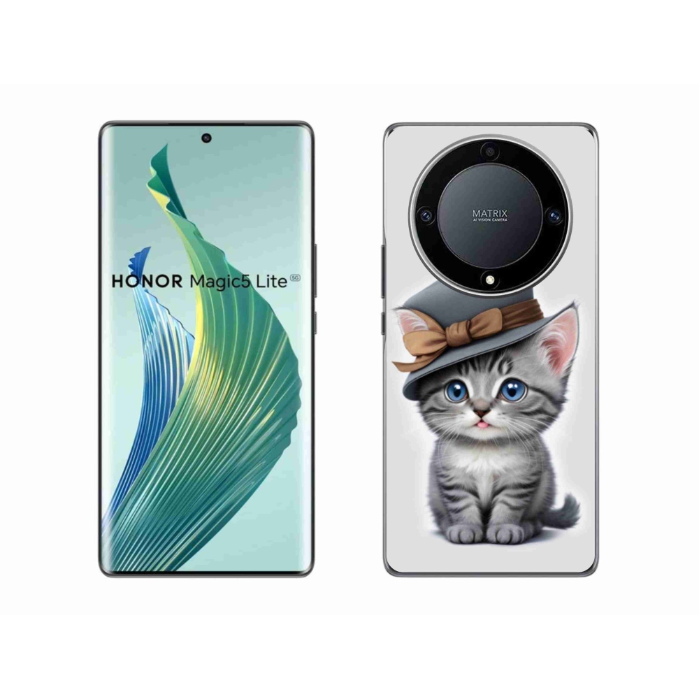 Gélový kryt mmCase na Honor Magic 5 Lite 5G - mačiatko s klobúkom