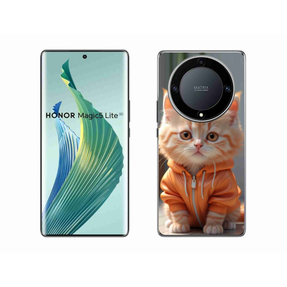 Gélový kryt mmCase na Honor Magic 5 Lite 5G - mačiatko v mikine