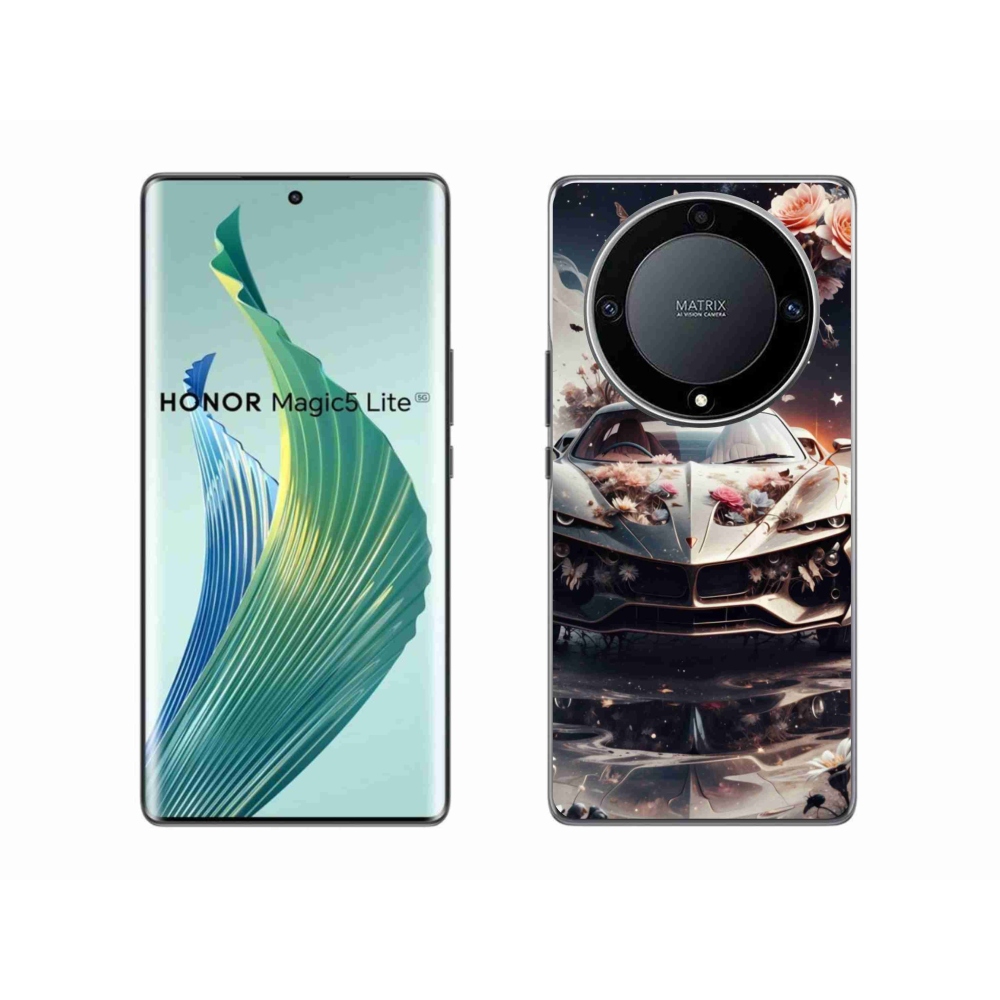Gélový kryt mmCase na Honor Magic 5 Lite 5G - kvetinový športový automobil