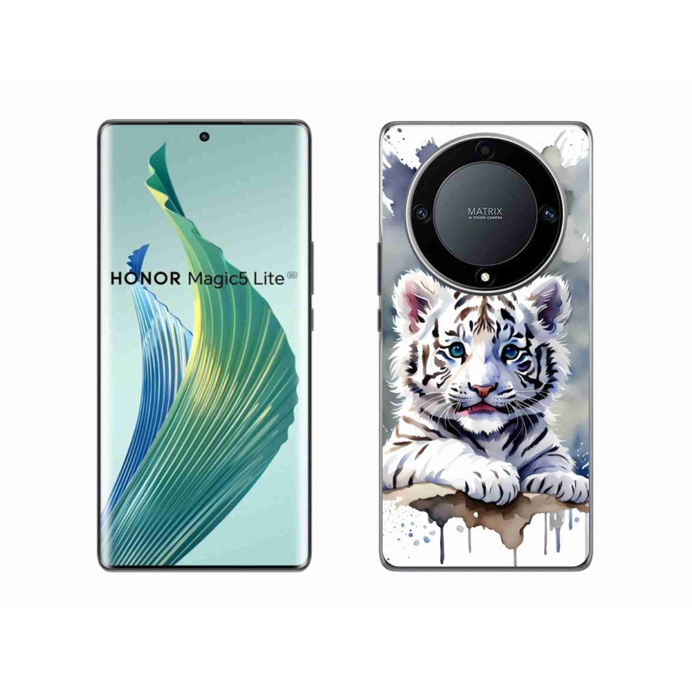 Gélový kryt mmCase na Honor Magic 5 Lite 5G - mláďa bieleho tigra