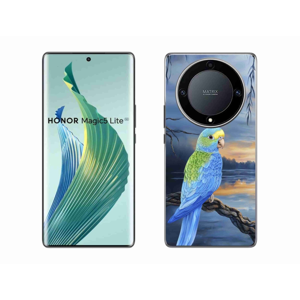 Gélový kryt mmCase na Honor Magic 5 Lite 5G - modrý papagáj