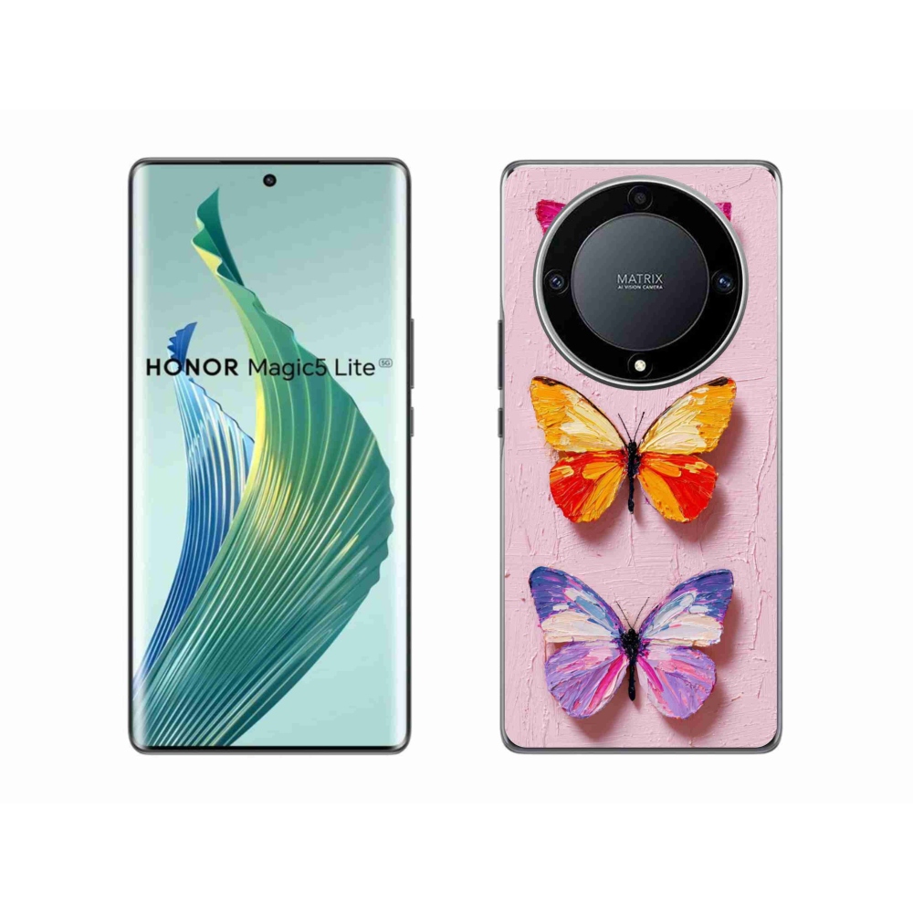 Gélový kryt mmCase na Honor Magic 5 Lite 5G - motýlia trojica
