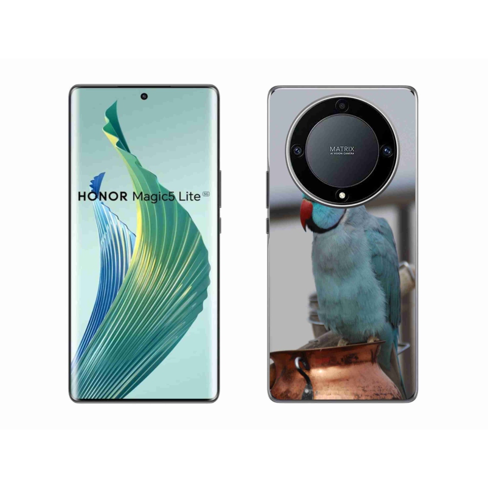 Gélový kryt mmCase na Honor Magic 5 Lite 5G - papagáj alexander modrý