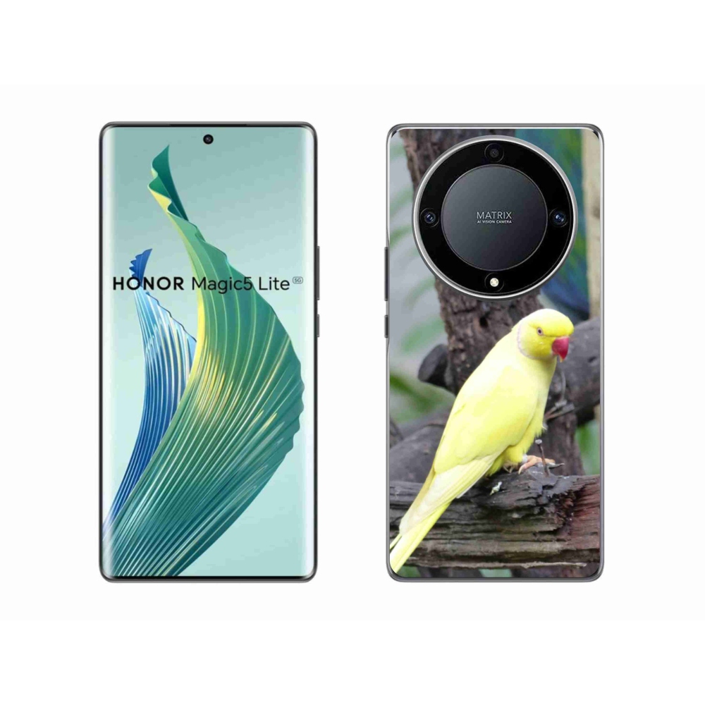 Gélový kryt mmCase na Honor Magic 5 Lite 5G - papagáj alexander žltý