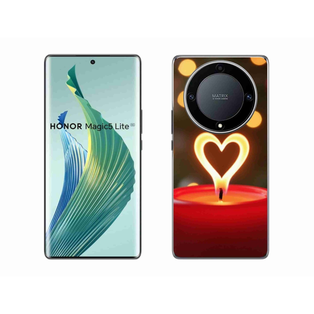Gélový kryt mmCase na Honor Magic 5 Lite 5G - srdce z plameňa
