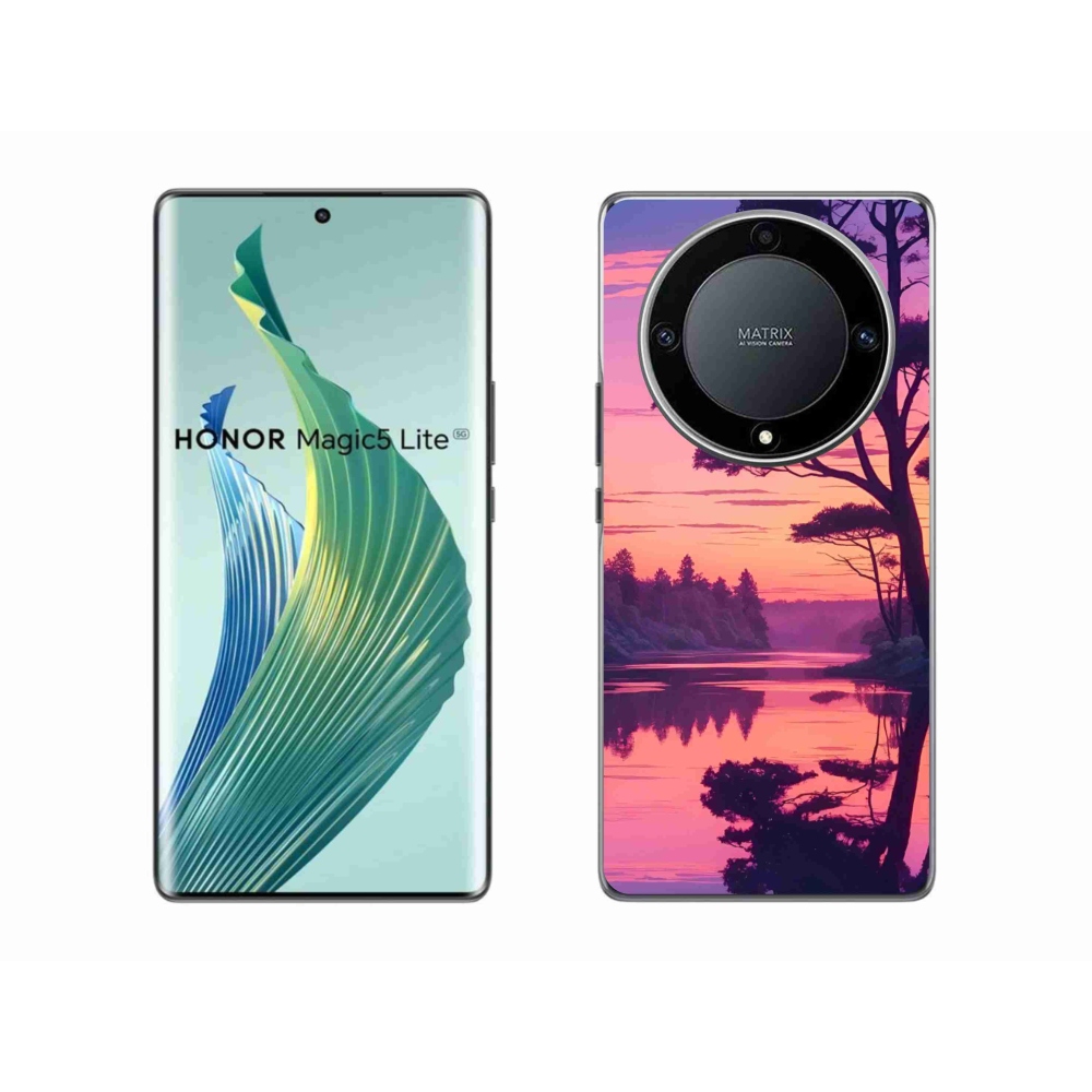 Gélový kryt mmCase na Honor Magic 5 Lite 5G - západ slnka nad jazerom