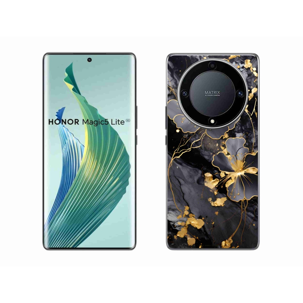 Gélový kryt mmCase na Honor Magic 5 Lite 5G - zlaté kvety