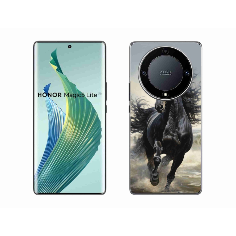 Gélový kryt mmCase na Honor Magic 5 Lite - bežiaci čierny kôň