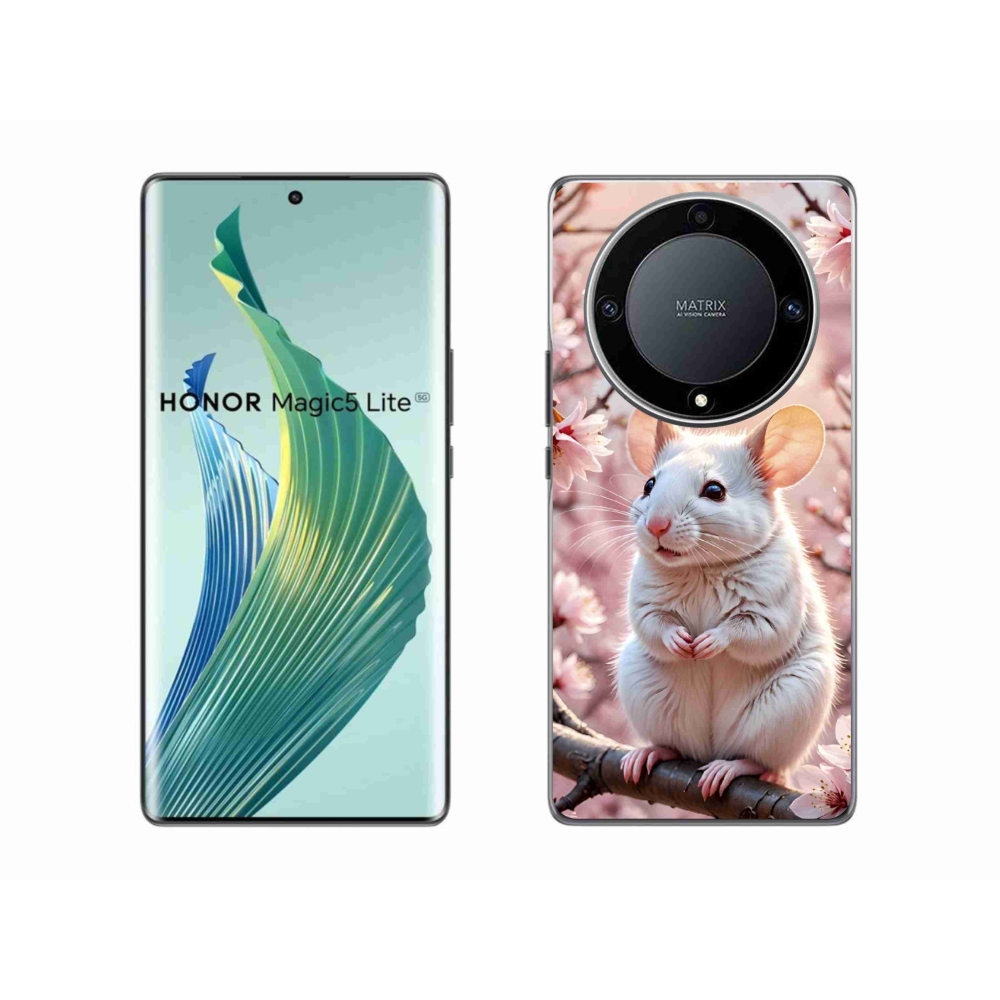 Gélový kryt mmCase na Honor Magic 5 Lite - biela myš na vetve
