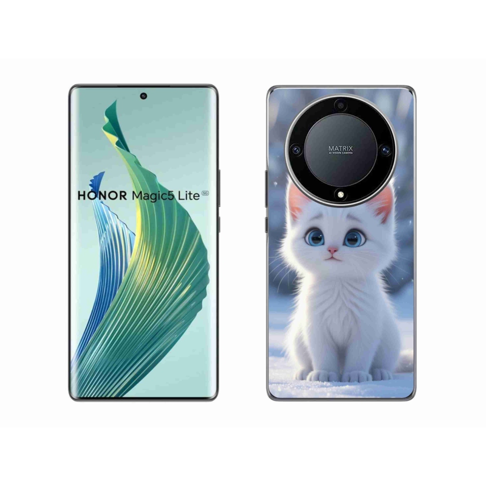 Gélový kryt mmCase na Honor Magic 5 Lite - biele mačiatko 3