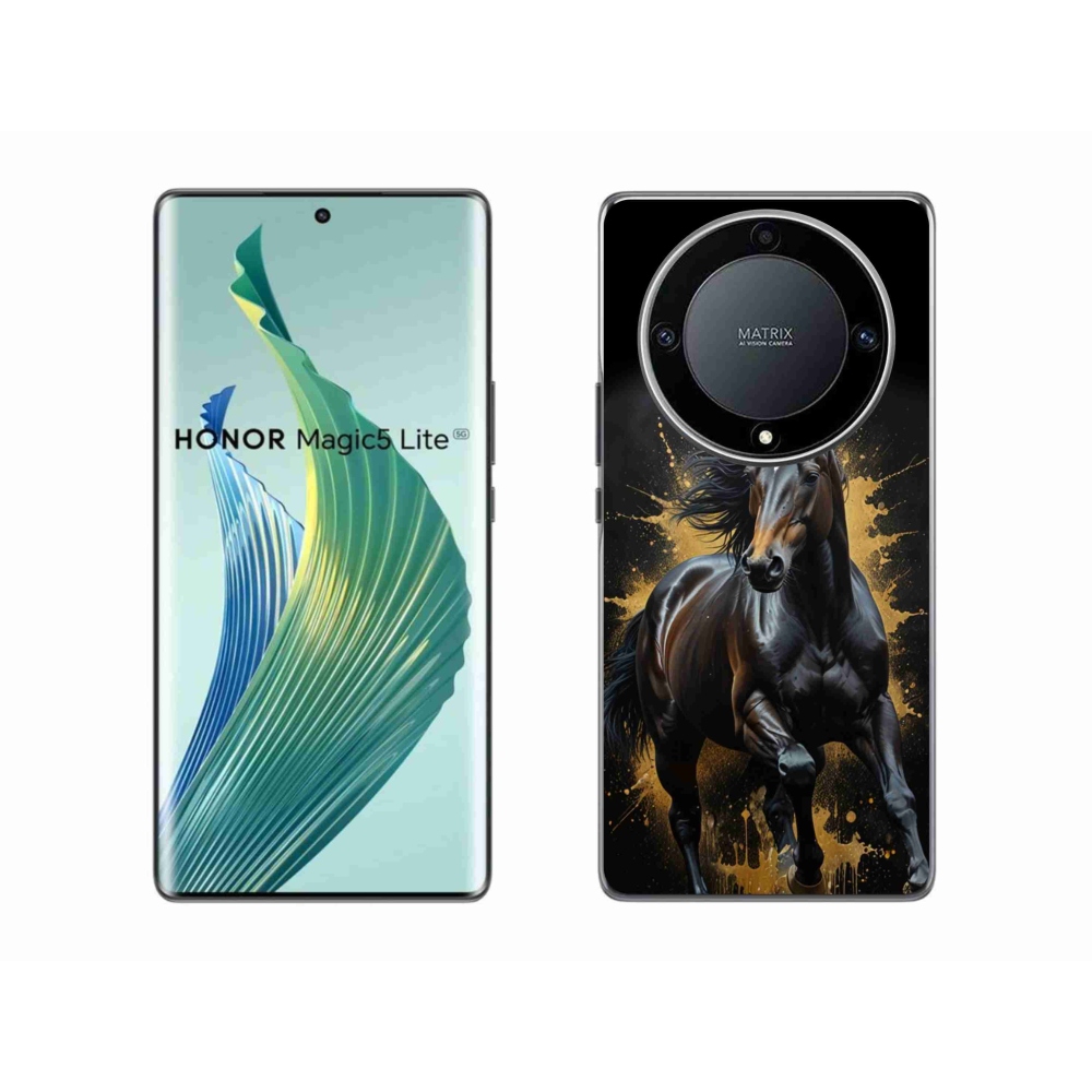 Gélový kryt mmCase na Honor Magic 5 Lite - elegantný čierny žrebec