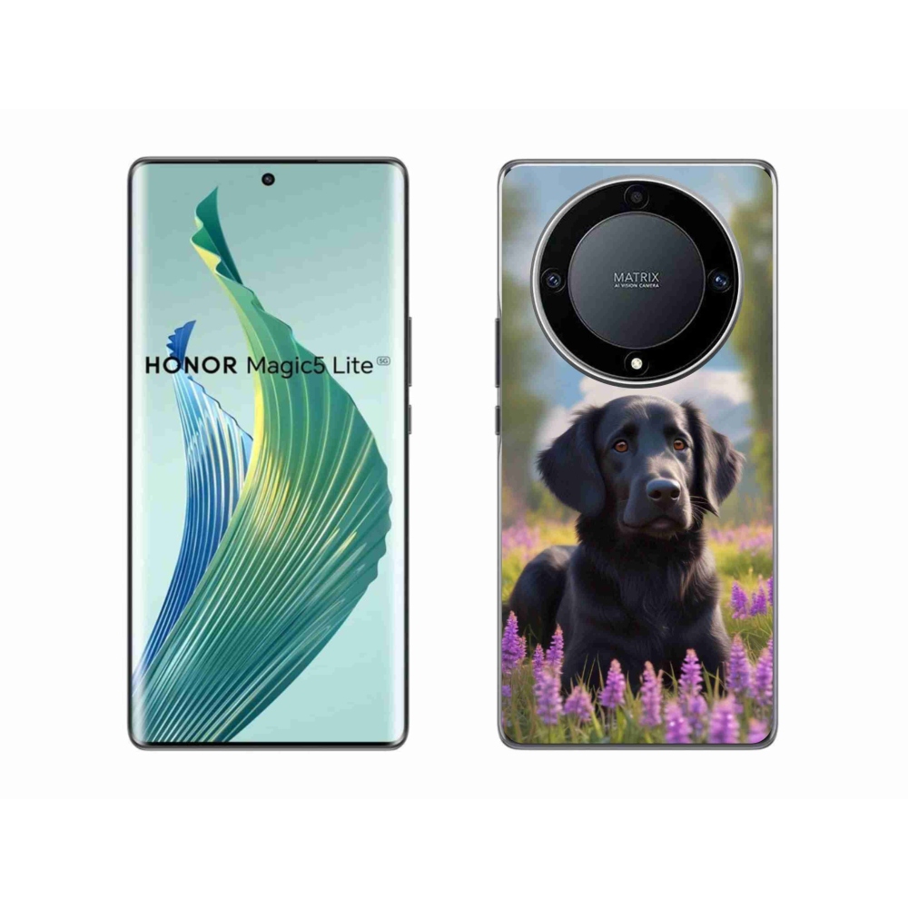 Gélový kryt mmCase na Honor Magic 5 Lite - elegantný čierny retriever