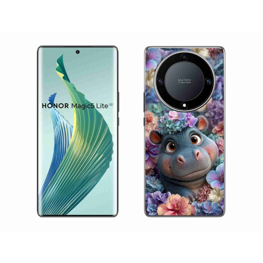 Gélový kryt mmCase na Honor Magic 5 Lite - hrošík v kvetoch