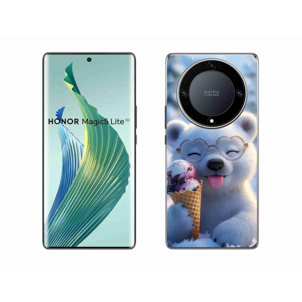 Gélový kryt mmCase na Honor Magic 5 Lite - medvedík so zmrzlinou