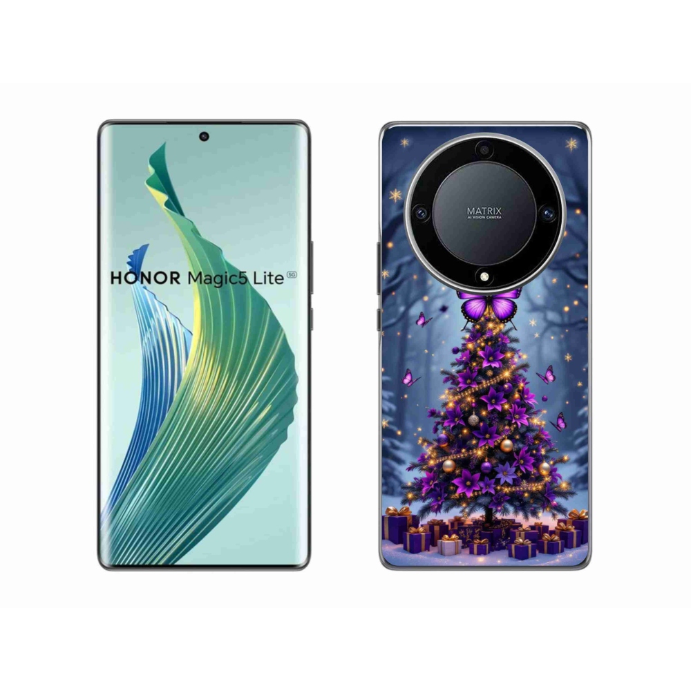 Gélový kryt mmCase na Honor Magic 5 Lite - motýlí vianočný stromček